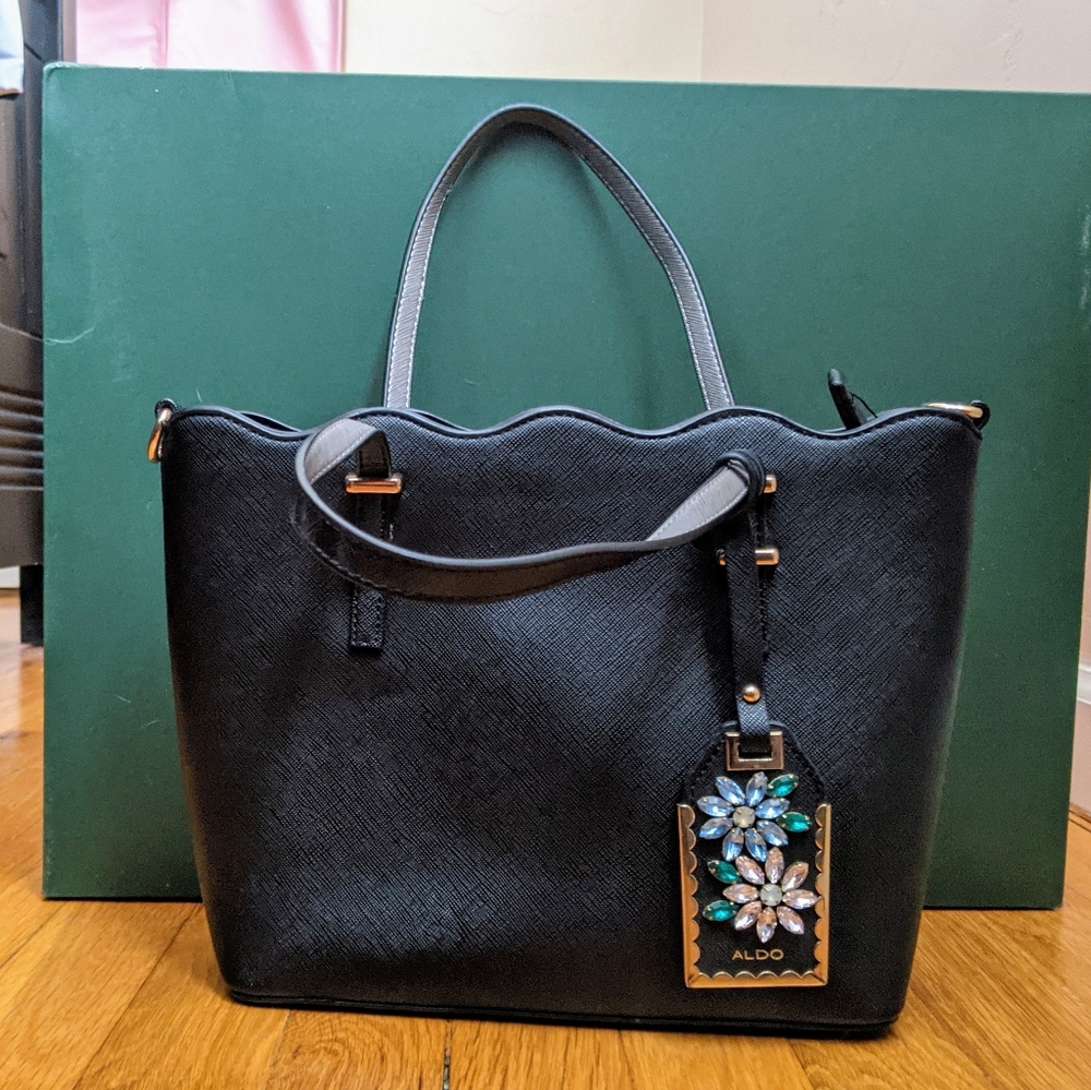 Black Aldo Scalloped Edge Purse